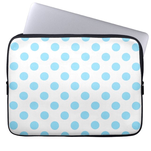Baby blue och vita polka dots laptop sleeve (Framsidan)