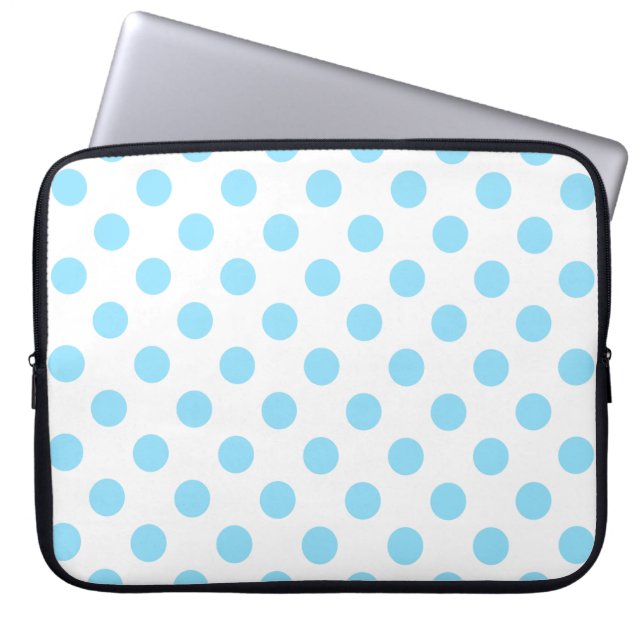 Baby blue och vita polka dots laptop sleeve (Framsidan)