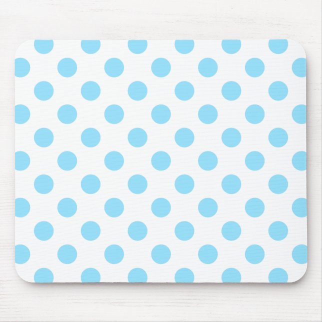Baby blue och vita polka dots musmatta (Framsidan)
