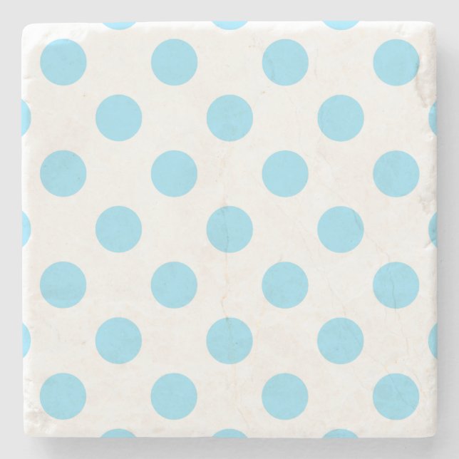 Baby blue och vita polka dots stenunderlägg (Framsidan)
