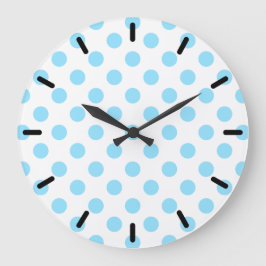Baby blue och vita polka dots stor klocka