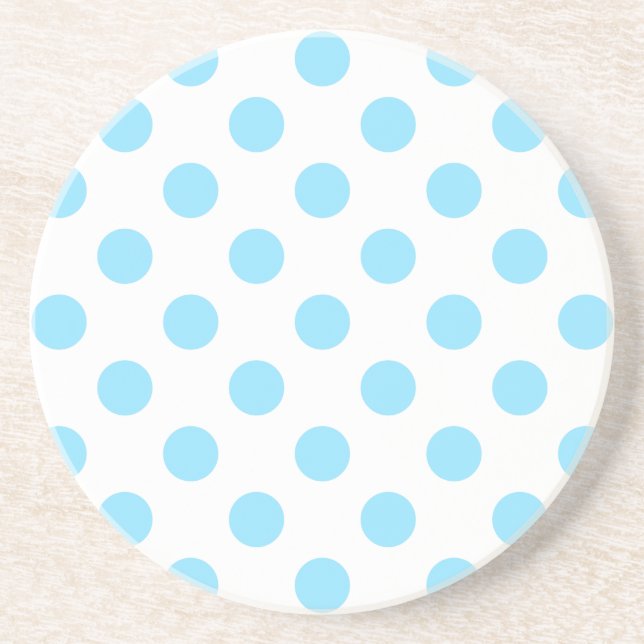 Baby blue och vita polka dots underlägg sandsten (Framsidan)