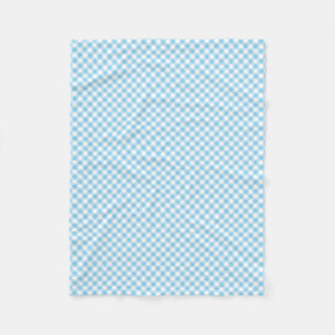 Baby blue och vita små diagonala Gingham-kontrolle Fleecefilt