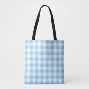 Baby blue och vita stora Gingham-kontroller Mönste Tygkasse