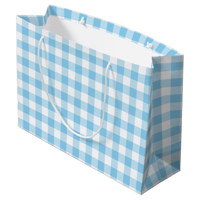 Baby blue och vita stora Storleka Gingham-kontroll (Baksidan Vinklad)