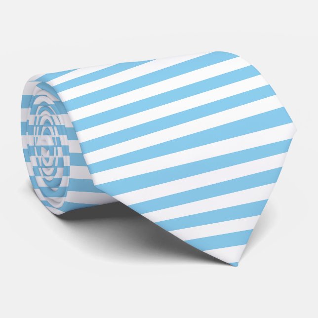 Baby blue och vita stora Storleka Vågrät Rand Slips (Rullad)
