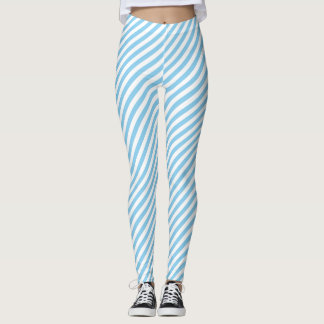 Baby blue och vita Storleka diagonala Rand Leggings