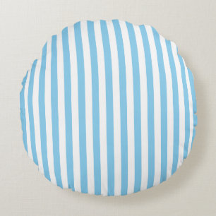 Baby blue och vita Storleka Rand Rund Kudde