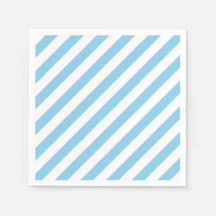 Baby blue och vitt stort diagonalt Rand Pappert Pappersservett
