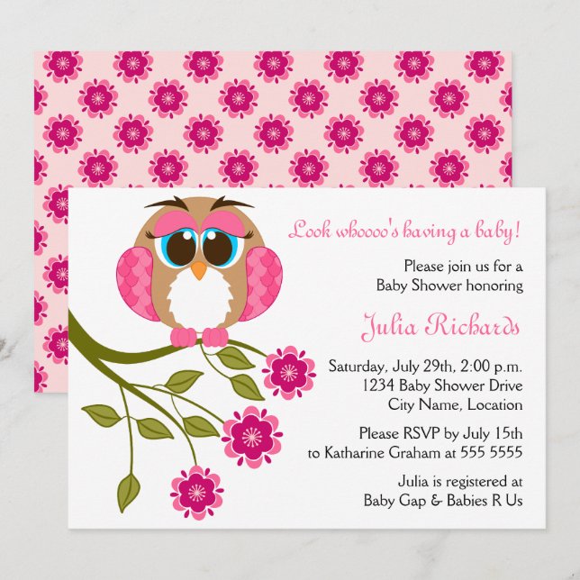 Baby blue Öga Uggla babyskor Inbjudningar (Fram/baksida)