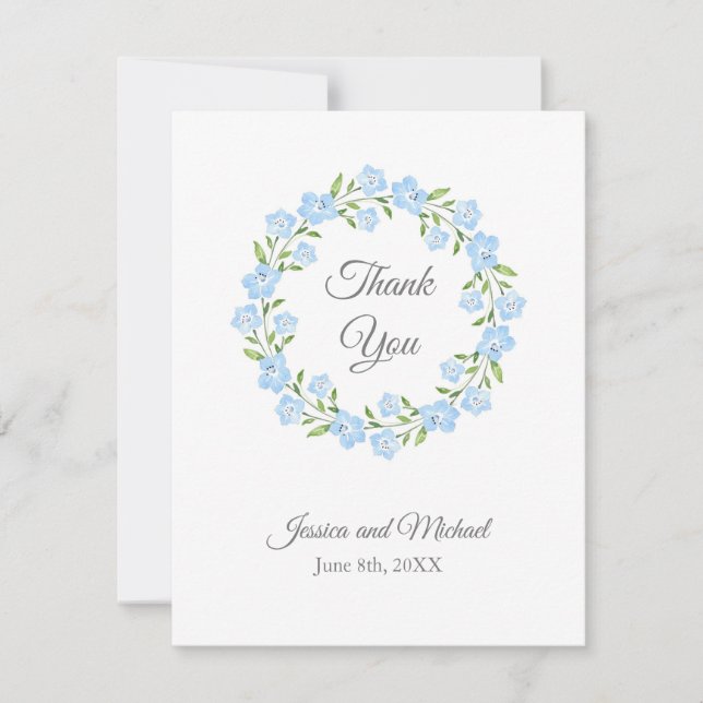 Baby blue Öga Vattenfärgad Blommigt Utandning Tack Kort (Framsida)