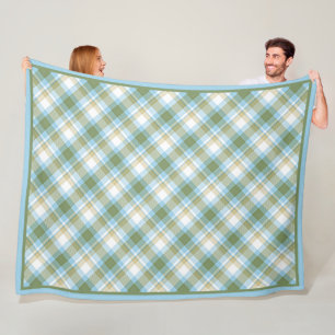 Baby blue Oliv grönt Retro Tartan Plaid Mönster Fleecefilt