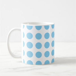 Baby blue på White Large Storlek Horiz. Polka dots Kaffemugg