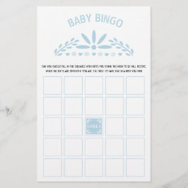 Baby blue Papel Picado Pojke Shower Bingo-spel Flygblad