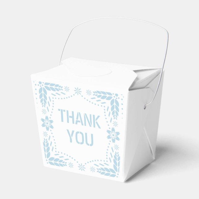 Baby blue papel picado Tack Shower Presentaskar (Framsidan Sidan)