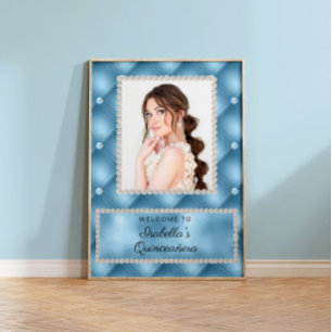 Baby blue pärlor Photo Quinceañera Poster