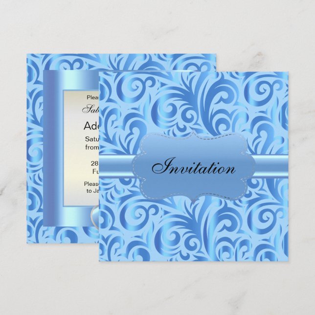 Baby blue Party-malldesign Inbjudningar (Fram/baksida)