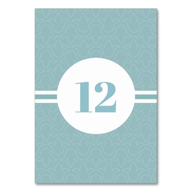 Baby blue pastel färg enkelt blommönster bordsnummer (Framsidan)