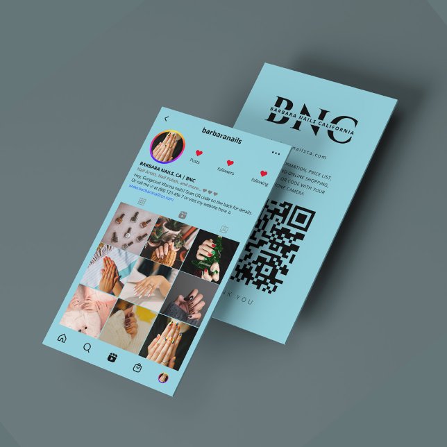 Baby blue Pastel Manicurist Nagel Tech IG Visitkort (Baby Blue Pastel Manicurist Nail Tech IG Business Card
)