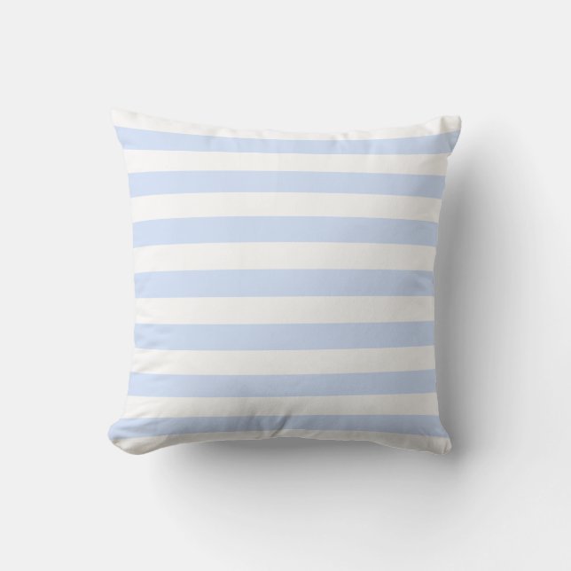 Baby blue Pastel & White Linjer Mönster Kudde (Framsida)