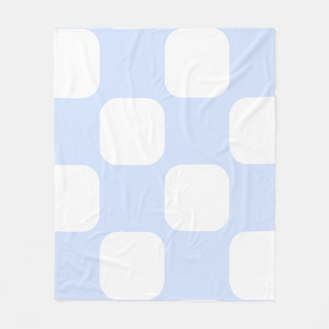 Baby Blue Pastell & Vit Squircle Mönster Design Fleecefilt (Framsidan)