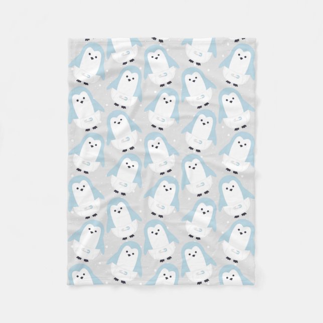 Baby blue Penguin Mönster Fleece Blanket (Framsidan)