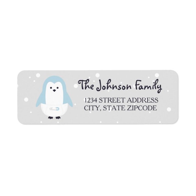 Baby blue Penguin Returadress Etikett (Framsidan)
