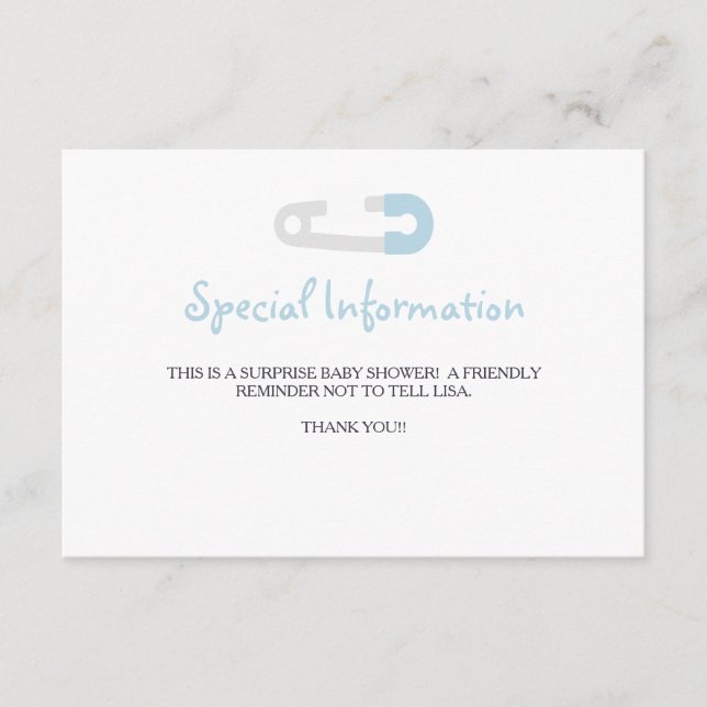 Baby blue penguininformationsinfogningar tilläggskort (Framsida)