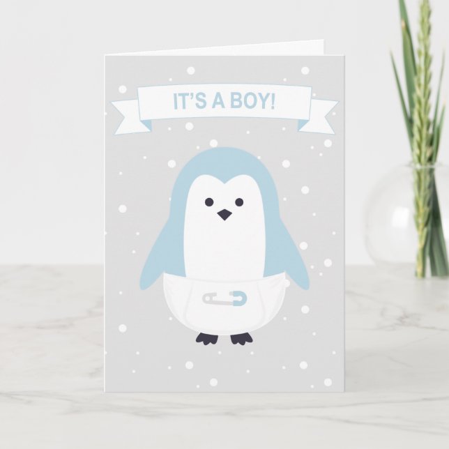 Baby blue penguinkort kort (Framsida)