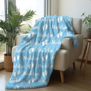 Baby blue Personlig för calligrafi Upprepa Namn Fleecefilt