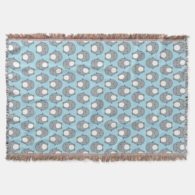 Baby Blue Pingvin Mönster Filt (Framsidan)
