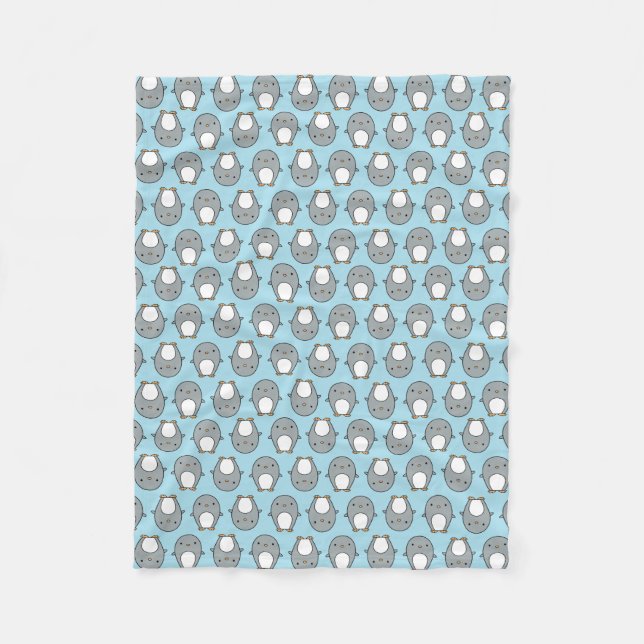 Baby Blue Pingvin Mönster Fleecefilt (Framsidan)