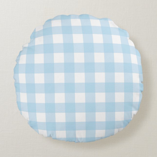 Baby blue planerad rund kudde (Framsidan)