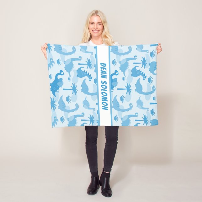 Baby blue pojkar för Dinosaursmönsterpersonlig Fleecefilt (På plats)