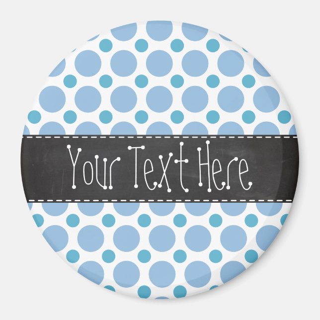 Baby blue Polka dots; Vintage-kalkkort Magnet (Framsidan)