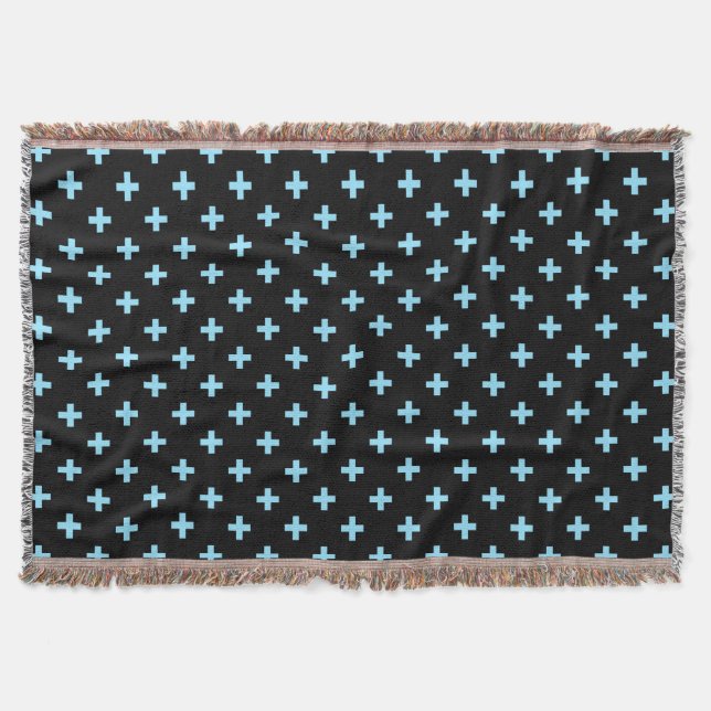 Baby blue polka kor på svart filt (Framsidan)