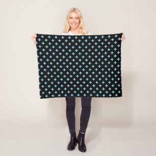 Baby blue polka kor på svart fleecefilt