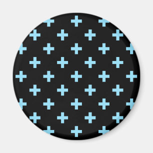 Baby blue polka kor på svart magnet