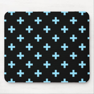 Baby blue polka kor på svart musmatta