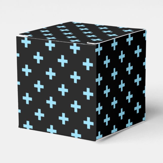 Baby blue polka kor på svart presentaskar (Framsidan Sidan)