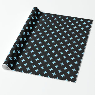 Baby blue polka kor på svart presentpapper