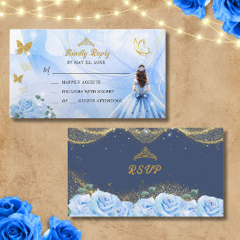 Baby blue press Princess Glitter Quinceañera OSA Tilläggskort
