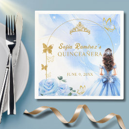 Baby blue press Princess Quinceañera Party Pappersservett