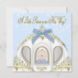 Baby Blue Prince Baby Pojke Shower Inbjudningar