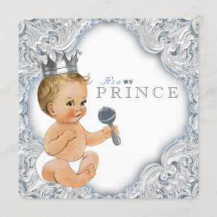 Baby Blue Prince Baby Shower Inbjudningar