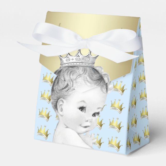 Baby blue Prince Baby Shower Presentaskar (Framsidan Sidan)
