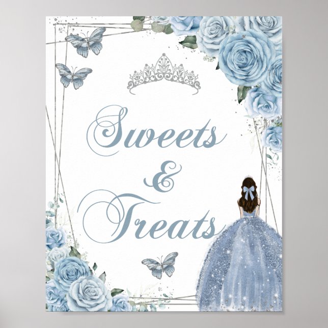 Baby blue prinsessan Butterflies Silver Sweet Trea Poster (Framsidan)