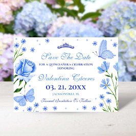 Baby blue Quinceañera 15:e Födelsedagsfestens Spar Spara Datumet