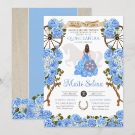 Baby blue Quinceanera Elegant Ro Western Charra Inbjudningar