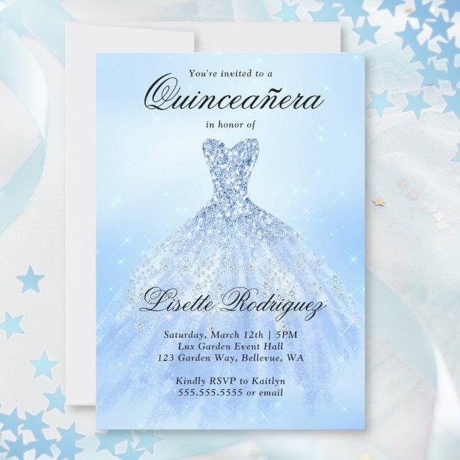 Baby blue Quinceanera Inbjudningar (Skapare uppladdad)
